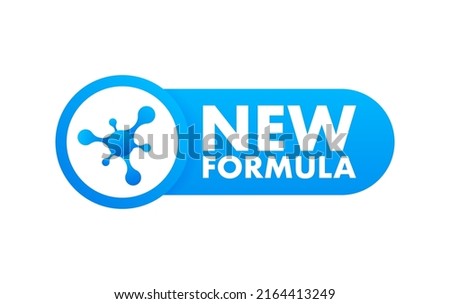Blue image. New Formula circular futuristic pictogram molecular cell with - isolated on white. Icon on blue backdrop