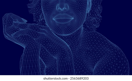 Blue image of a person with a blue background.