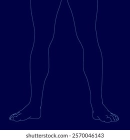 Blue image of a person's legs. The legs are shown with the feet and toes visible. The image has a minimalist and modern feel to it, with the focus on the legs