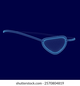 Blue image of a pirate's eyepatch with a blurry outline. The eyepatch is made of a mesh material and is worn on the left side of the face