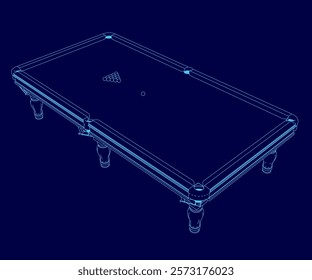 Blue image of a pool table with a stripe. The table is shown in a 3D format