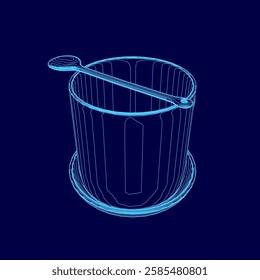 A blue image of a pot with a spoon in it. The spoon is in the middle of the pot and is sticking out of it. The image has a calm and peaceful mood