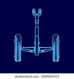 A blue image of a scooter. The image is in a blue color scheme