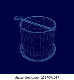 A blue image of a spoon in a cup. The spoon is in the middle of the cup