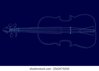 Blue image of a violin with a blue outline