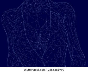 Blue image of a woman's body with a lot of lines. The image is abstract and has a futuristic feel to it