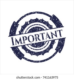 Blue Important distressed rubber grunge texture stamp