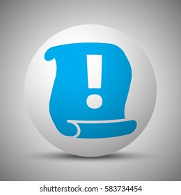 Blue Important Information icon on white sphere