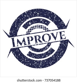 Blue Improve distress rubber stamp with grunge texture