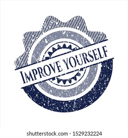 Blue Improve yourself rubber stamp