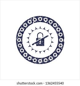 Blue inaccessible icon inside rubber stamp