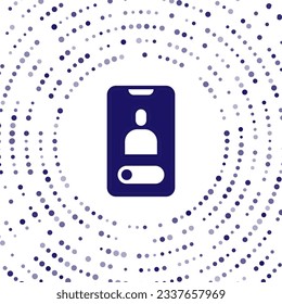 Llamada de Blue Incoming en un icono de teléfono móvil aislado en fondo blanco. Los amigos llaman. Resumen de puntos aleatorios de círculo. Vector