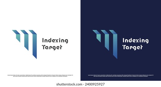 Blue index bar logo design illustration. Silhouettes of financial business index graph finance growth of investment fund companies. Simple gradient modern creative abstract unique icon symbol.