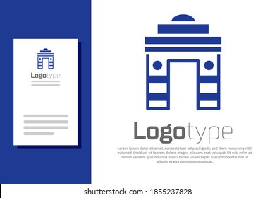 Blue India Gate in New Delhi, India icon isolated on white background. Gate way of India Mumbai. Logo design template element. Vector.