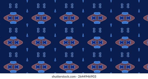 Blue and indigo seamless abstract pattern with digital symmetry and vibrant contrast, great for fashion prints, tech visuals, or decorative digital media.
