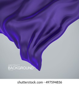 Blue indigo silk fabric. Vector illustration of blue indigo satin or silk fabric. Vector silk textile. Wavy cloth. Decoration element for design