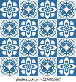 Patrón cuadrado azul Azulejo azulejos para diseño interior retro vectorial Ilustración