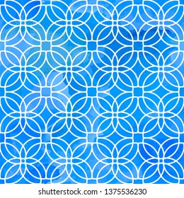 Blue indigo vector seamless geometric pattern.