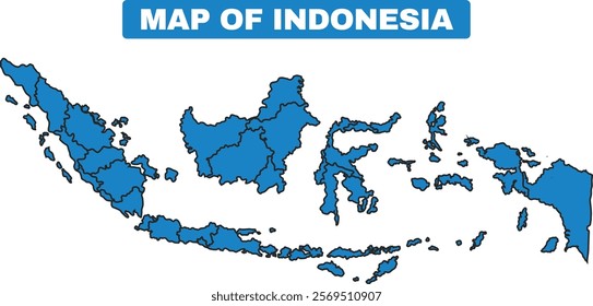 Blue Indonesia country map border outline vector