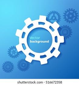 Blue industrial background with steel elements of various size and shape flat vector illustration