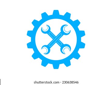 Blue industrial icon on white background