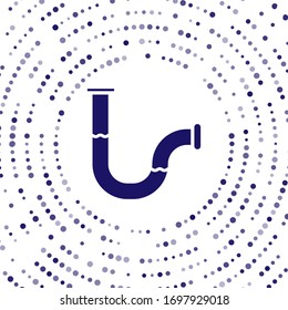 Icono de tubería metálica de la industria azul aislado en fondo blanco. Piezas de tubería de fontanería de diferentes formas. Puntos aleatorios del círculo abstracto. Ilustración vectorial