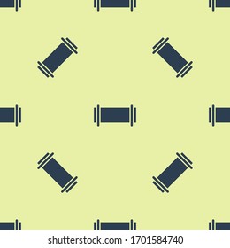 Blue Industry metallic pipe icon isolated seamless pattern on yellow background.  Vector Illustration