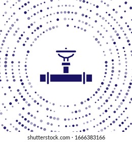 Blue Industry metallic pipe and valve icon isolated on white background. Abstract circle random dots. Vector Illustration
