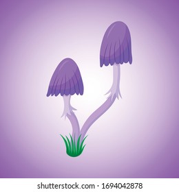 Blue inedible mushrooms, toadstools, vector illustration, drawing