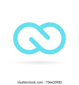 Blue infinite vector symbol isolated on white background