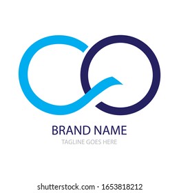 blue infinity icon logo vector