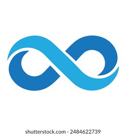 Blue Infinity logo icon. Eternity, infinite, endless, loop symbols illustration in flat style