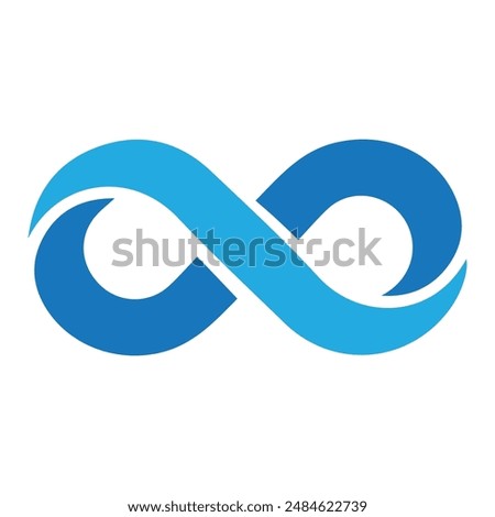 Blue Infinity logo icon. Eternity, infinite, endless, loop symbols illustration in flat style