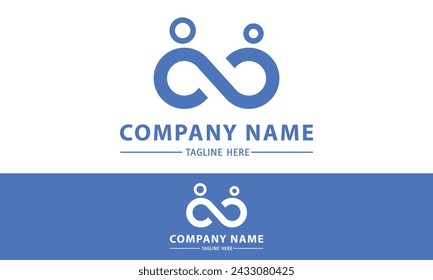 Blue Infinity Loop Abstract People Chat Logo Design