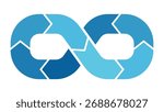 Blue infinity loop cycle infographic template with arrows for continuous process and workflow