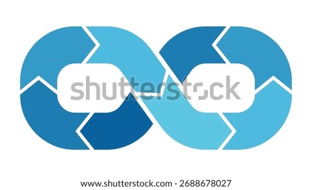 Blue infinity loop cycle infographic template with arrows for continuous process and workflow
