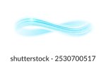 Blue Infinity symbol. Air waves. Curved lines on white background. Washing, cleaning, perfume, fresh smell.