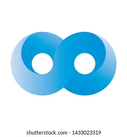 Blue infinity symbol icon. 3D-like gradient design effect. Vector illustration.
