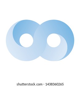 Blue infinity symbol icon. 3D-like gradient design effect. Vector illustration.
