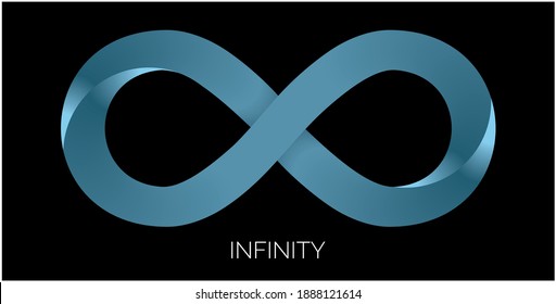 Blue infinity symbol on black background. The image can be found in other colors. Vector illustration.