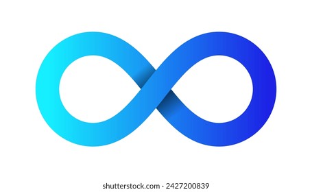 Blue infinity vector isolated on white background.