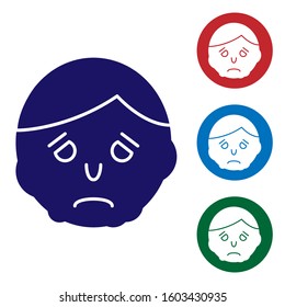 Blue Inflammation on face icon isolated on white background. Set color icons in circle buttons. Vector Illustration