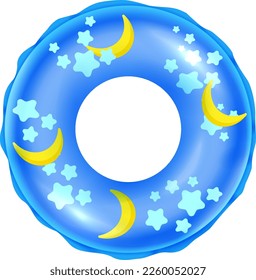 Blue inflatable ring mockup. Summer beach donut isolated on white background