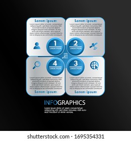 Plantilla de diseño de banderín azul infográfico