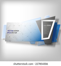 Blue Infographic banner, modern abstract design for infographics, business design, origami styled vector illustration.