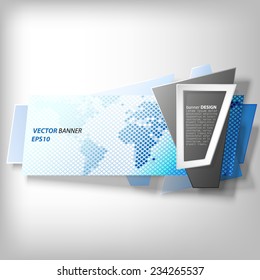 Blue Infographic banner, modern abstract design for infographics, business design, origami styled vector illustration.