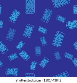 Blue Infographic of city map navigation icon isolated seamless pattern on blue background. Mobile App Interface concept design. Geolacation concept.  Vector Illustration