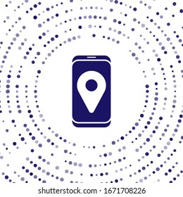 Blue Infographic of city map navigation icon isolated on white background. Mobile App Interface concept design. Geolacation concept. Abstract circle random dots. Vector Illustration