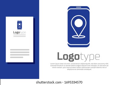 Blue Infographic of city map navigation icon isolated on white background. Mobile App Interface concept design. Geolacation concept. Logo design template element. Vector Illustration