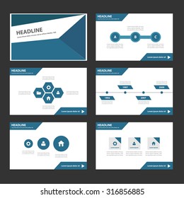 Blue Infographic elements presentation template flat design set for brochure flyer leaflet